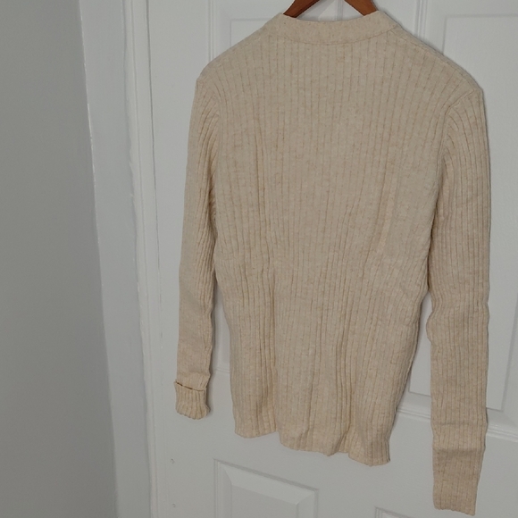 Elegant Beige Wool Blend Button-Up Women's Cardigan - Picture 7 of 7